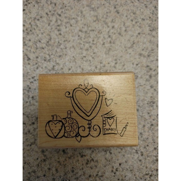 CTMH Vanity Items‎ Perfume Diary Lipstick Mirror Rubber Stamp - Picture 1 of 3